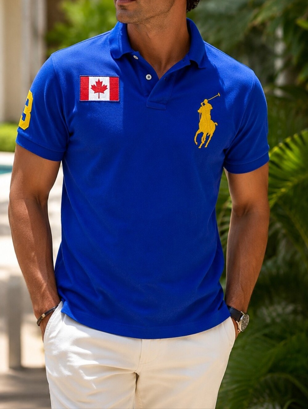 Polo Ralph Lauren Canada Big Pony Polo Shirt Royal Blue Yellow Pony Patch Logo